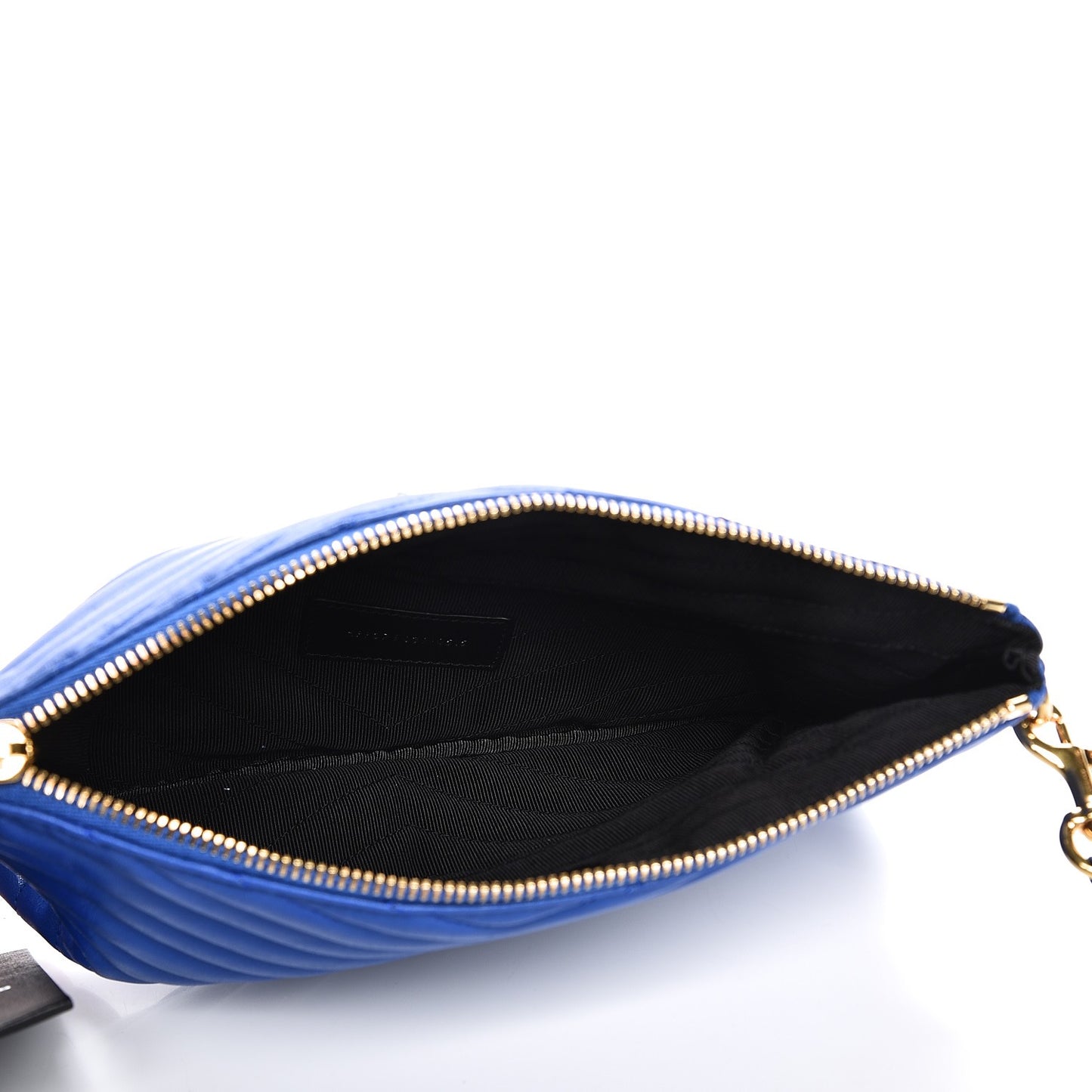 Calfskin Matelasse Chevron Monogram A5 Wristlet Blue Majorelle