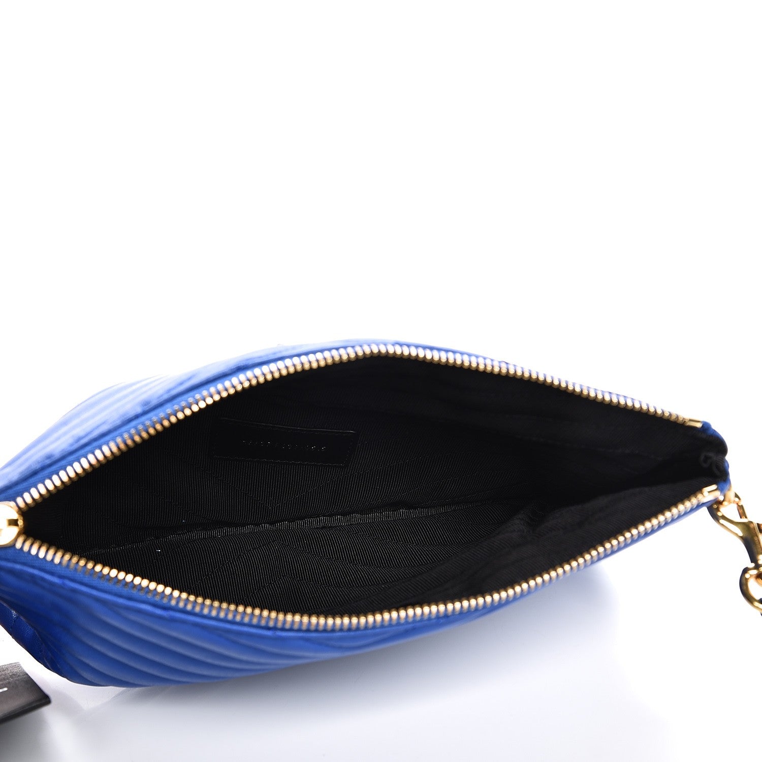 Saint Laurent Calfskin Matelasse Chevron Monogram A5 Wristlet Blue Majorelle 5 of 8