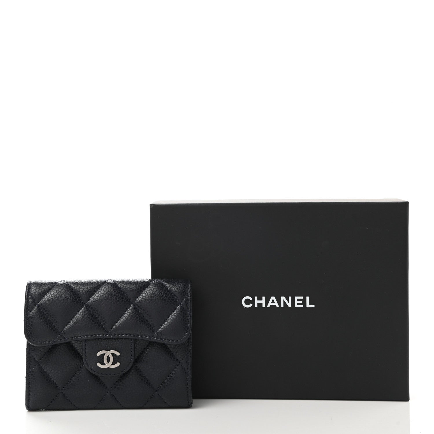 Chanel Caviar Quilted Flap Card Holder Wallet Navy Blue 9 of 9