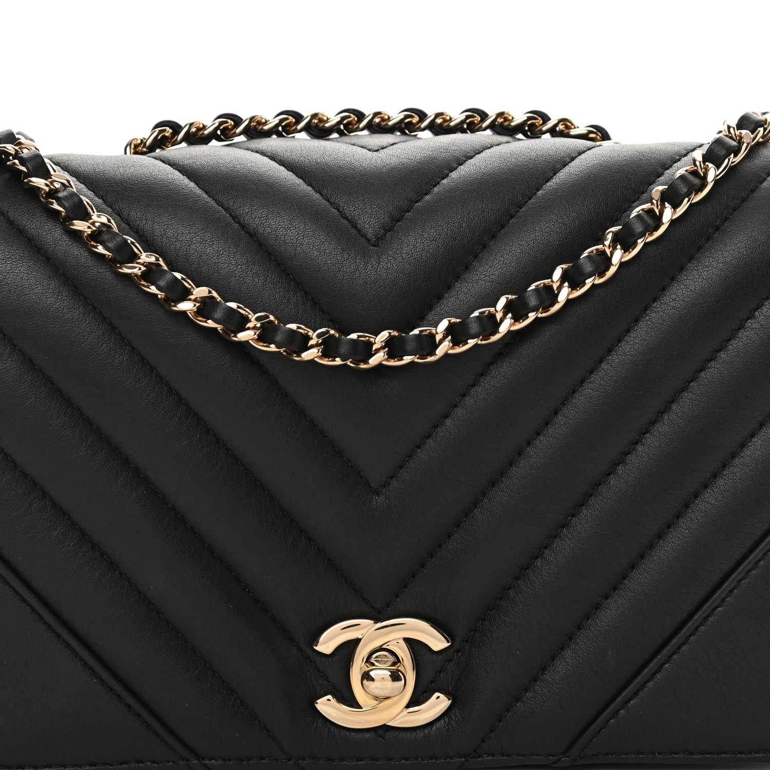 Chanel Calfskin Chevron Quilted Mini Statement Flap Black 8 of 13