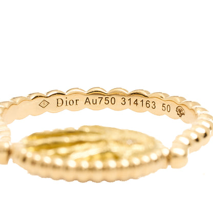 Christian Dior 18K Yellow White Gold Diamond Black Onyx Mother of Pearl Rose Celeste Ring 50 5.25 4 of 5