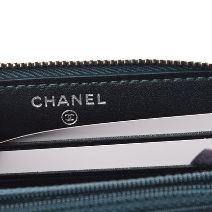 Chanel Iridescent Caviar Quilted Medium Filigree Zip Around Wallet Dark Turquoise 6 of 9