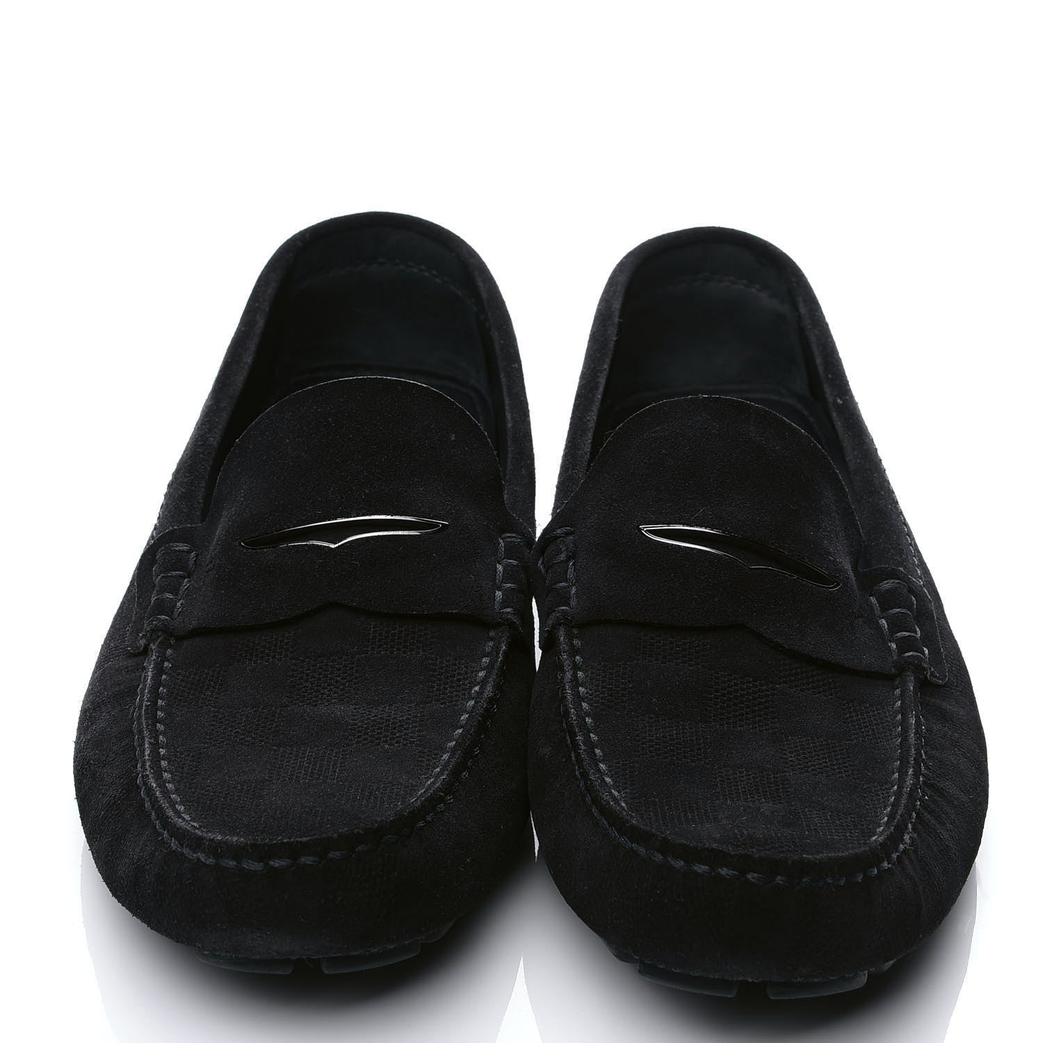 Louis Vuitton Suede Calfskin Mens Moccasin Loafers 8 Black 4 of 8