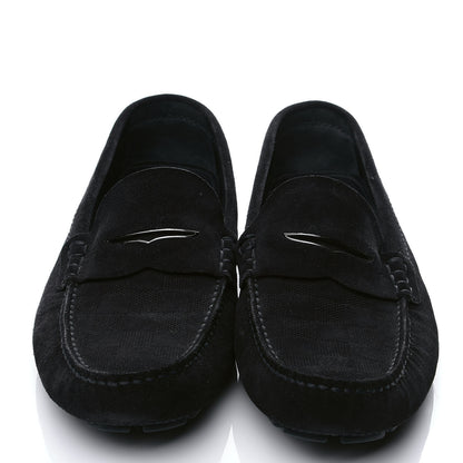 Louis Vuitton Suede Calfskin Mens Moccasin Loafers 8 Black 4 of 8