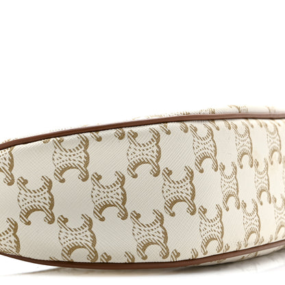 Celine Canvas Calfskin Ava Triomphe Shoulder Bag White 10 of 12