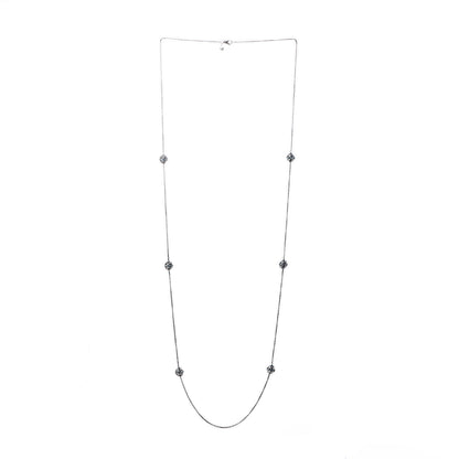 David Yurman Sterling Silver 18K White Gold Blue Topaz Orb Station Necklace 3 of 5