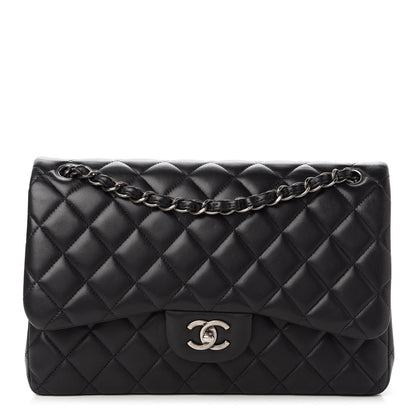 Chanel Lambskin Quilted Jumbo Double Flap Black 1 of 14