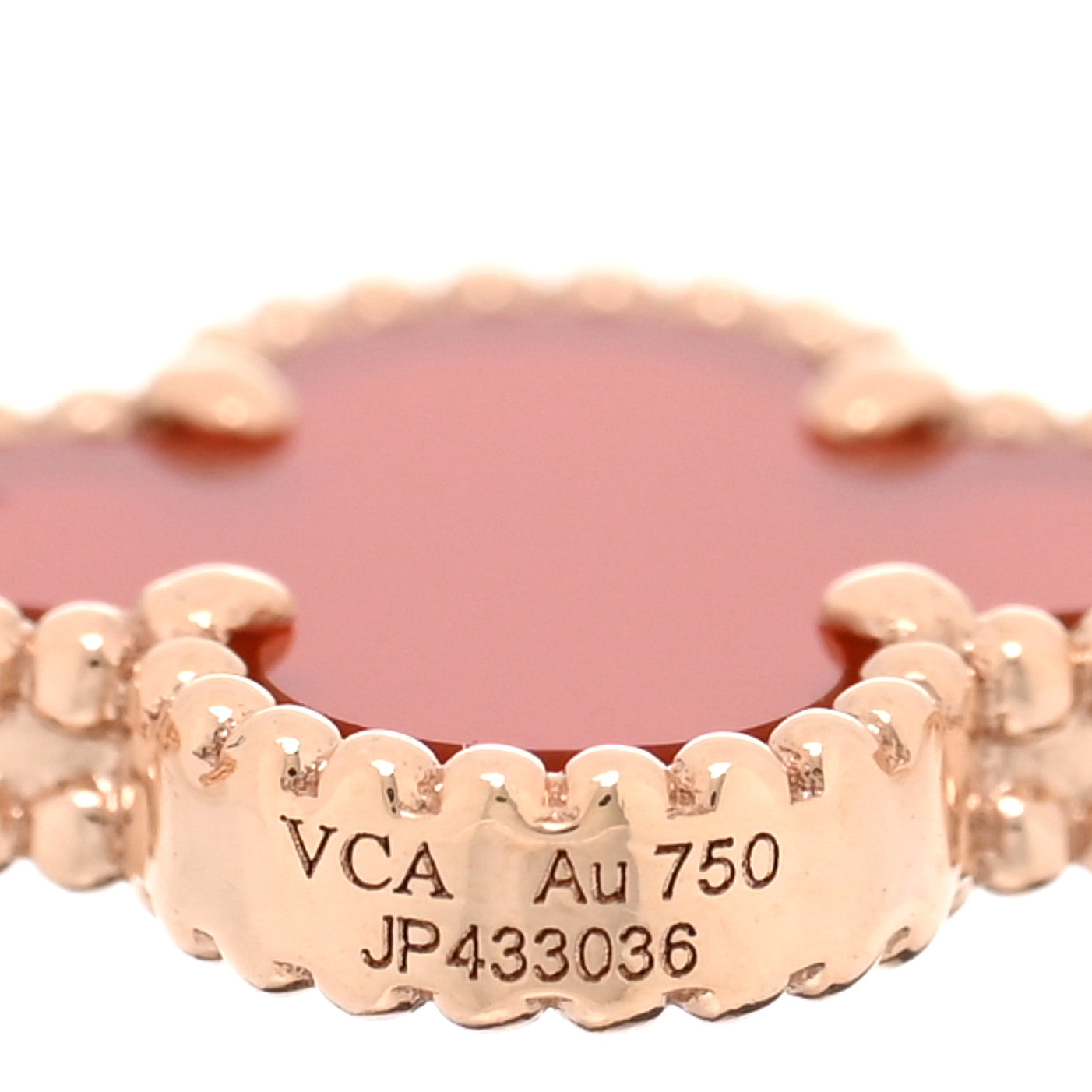 Van Cleef & Arpels 18K Rose Gold Carnelian 5 Motifs Guilloche Vintage Alhambra Bracelet 2 of 4