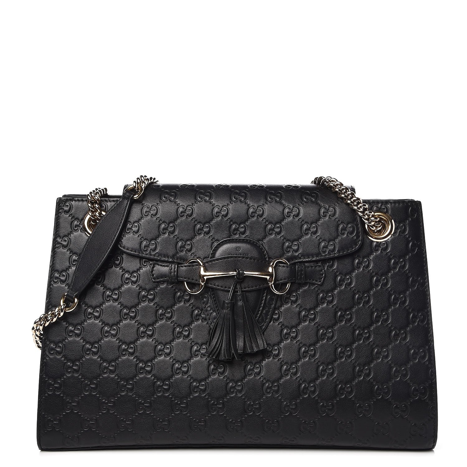 Gucci Guccissima Large Emily Chain Shoulder Bag Black 1 of 8