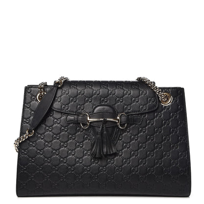 Gucci Guccissima Large Emily Chain Shoulder Bag Black 1 of 8