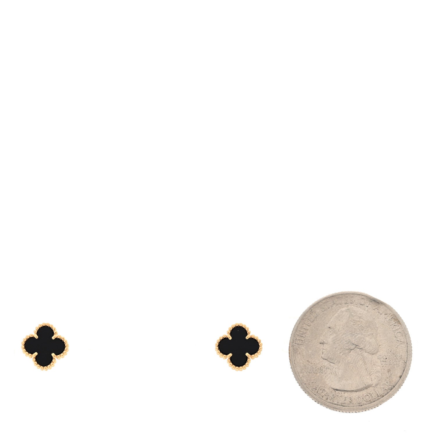 Van Cleef & Arpels 18K Yellow Gold Black Onyx Sweet Alhambra Earrings 2 of 5
