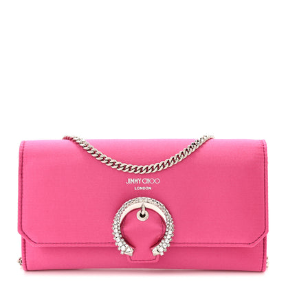 Jimmy Choo Satin Crystal Madeline Wallet On Chain Pink 1 of 11