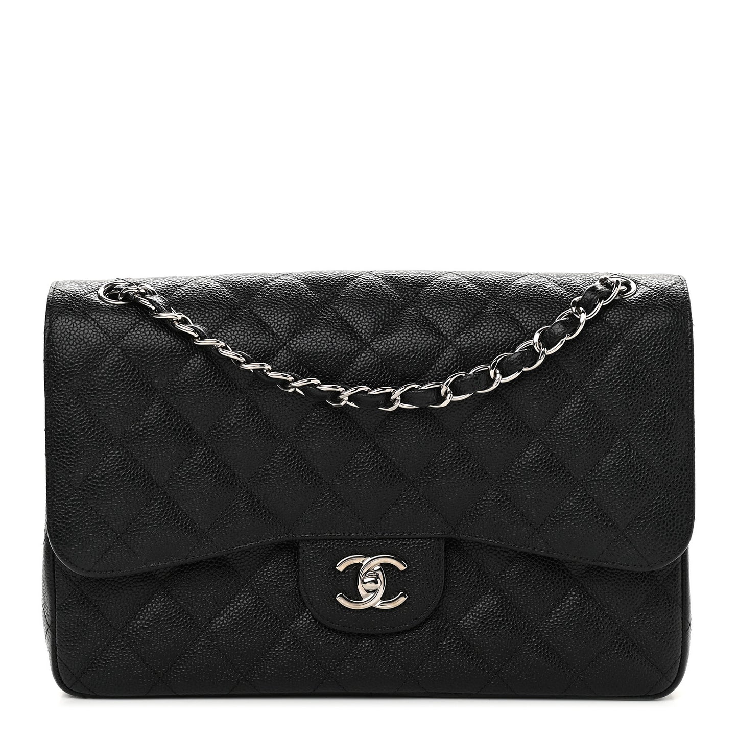 Caviar Quilted Jumbo Double Flap Black