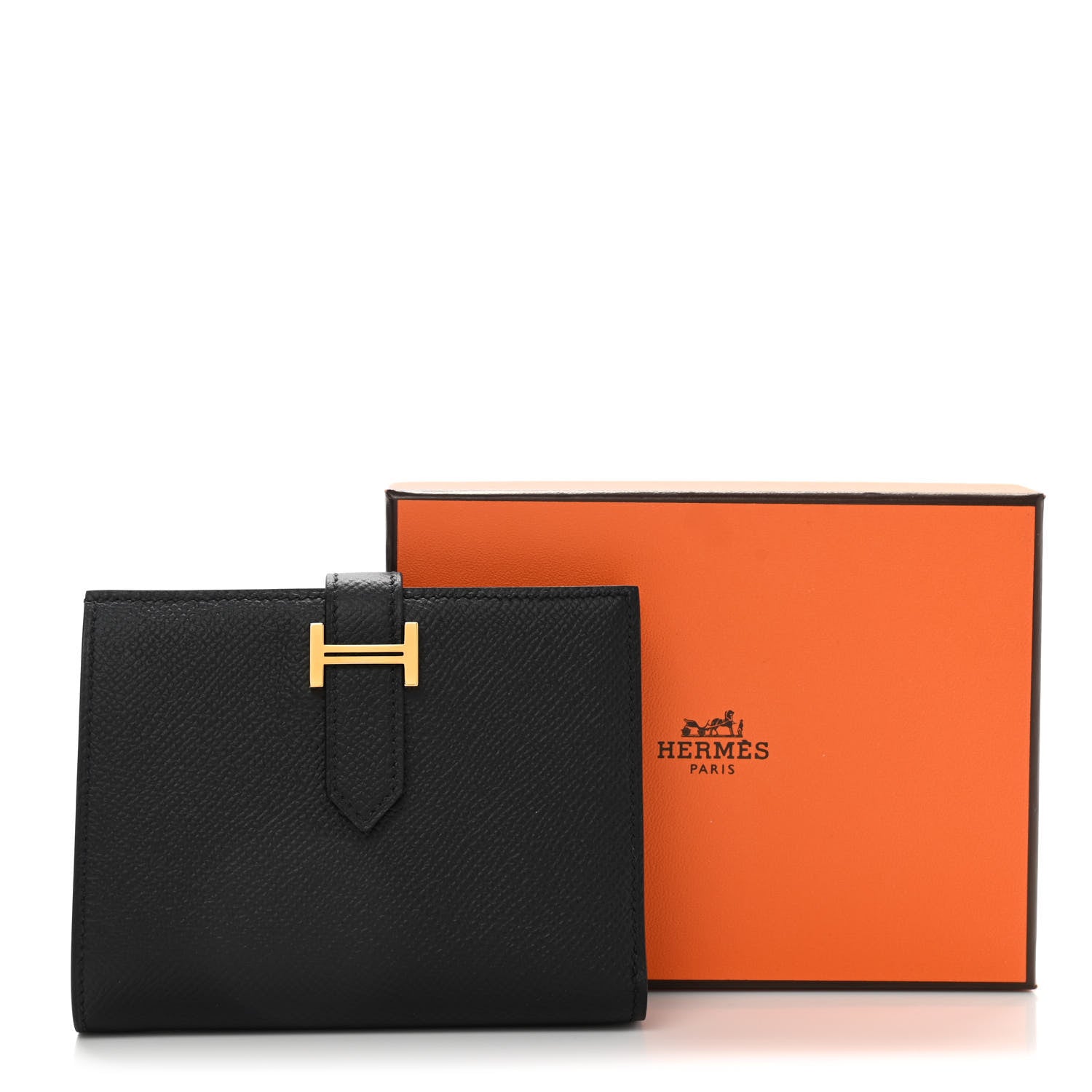 Hermes Epsom Bearn Compact Wallet Black 8 of 8