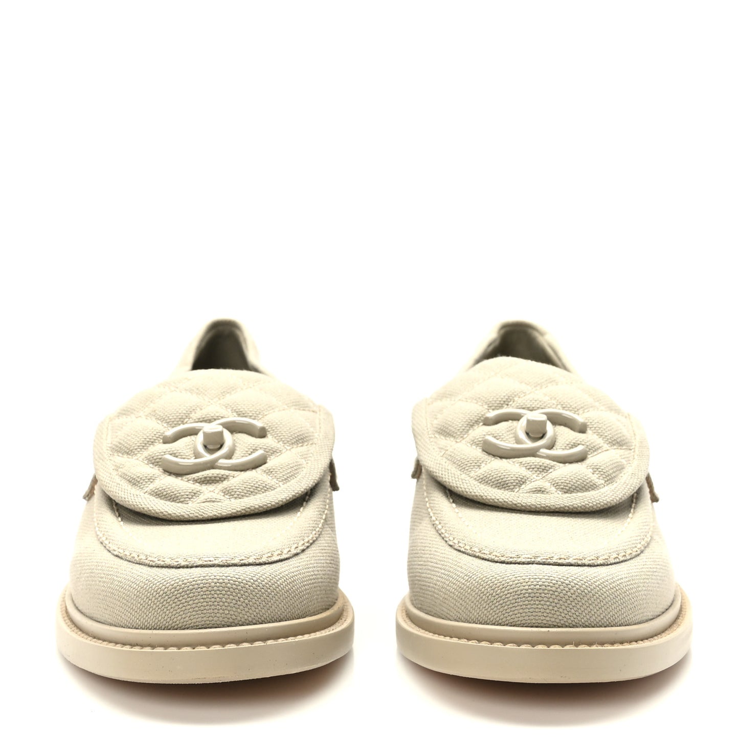 Canvas Quilted CC Turnlock Loafers 39 Beige