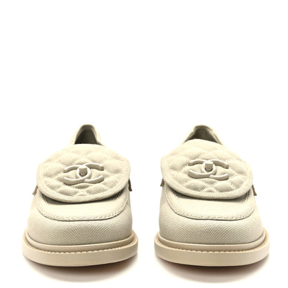 Chanel Canvas Quilted CC Turnlock Loafers 39 Beige 2 of 8