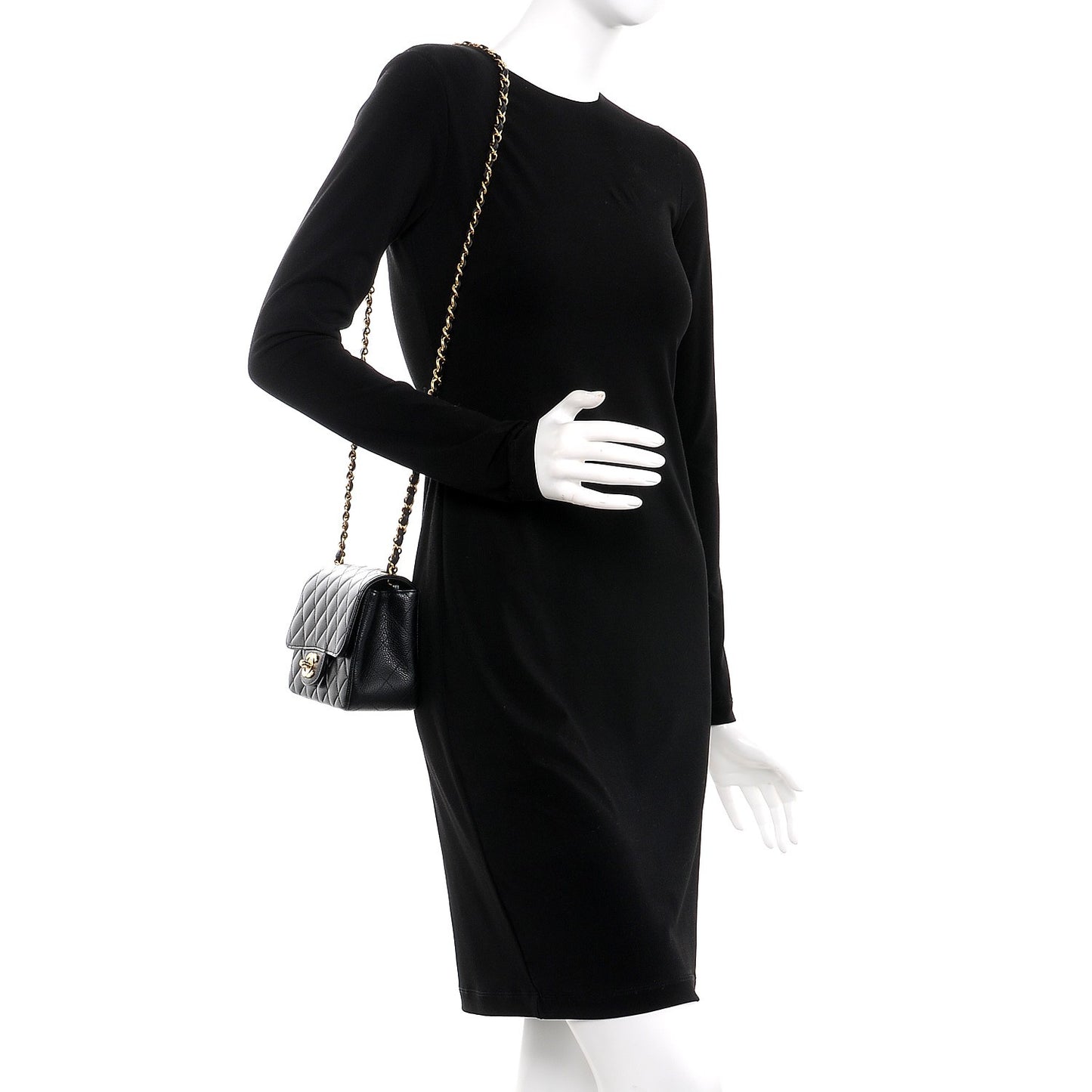 Caviar Quilted Mini Square Flap Black