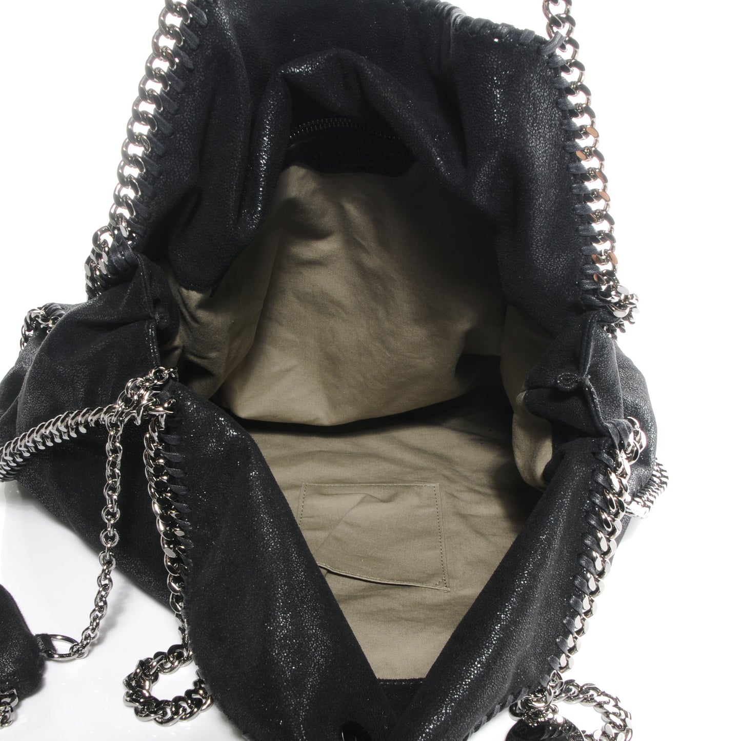 Faux Leather Shaggy Deer Falabella Fold Over Tote Black