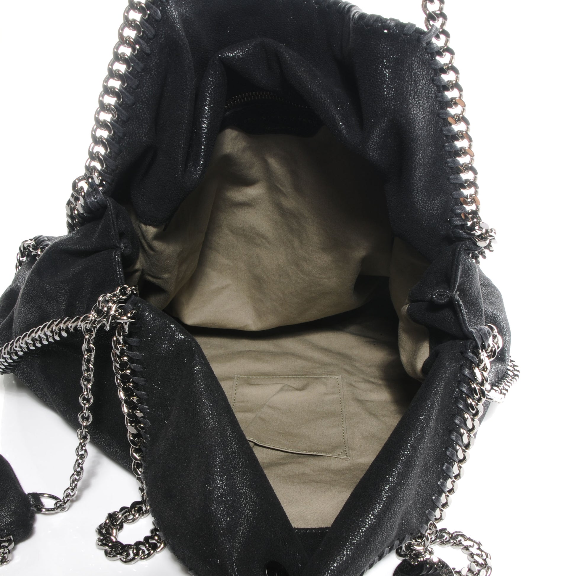 Stella McCartney Faux Leather Shaggy Deer Falabella Fold Over Tote Black 5 of 10