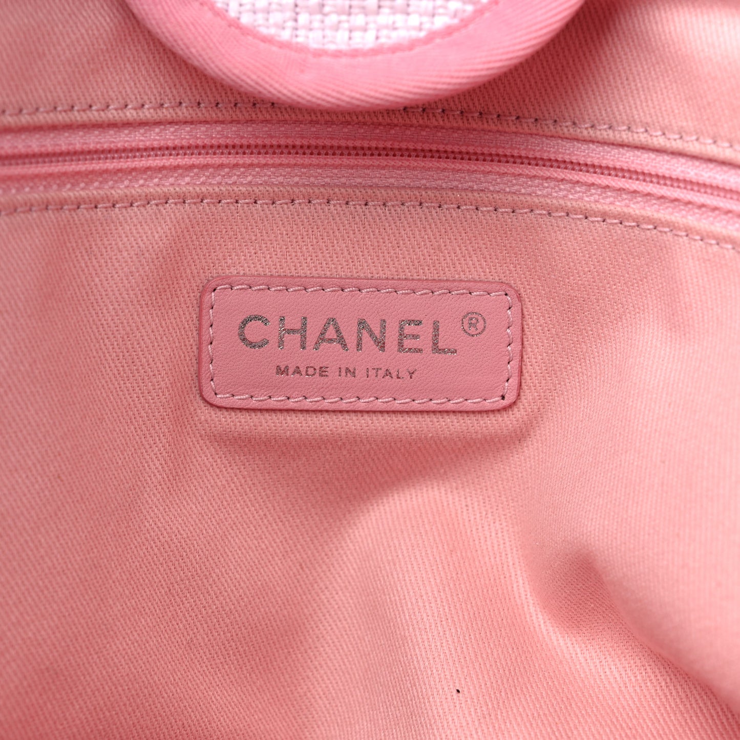 Woven Straw Raffia Medium Deauville Tote Pink