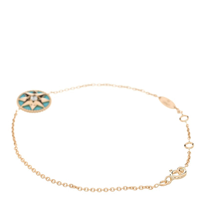Christian Dior 18K Yellow Gold Diamond Turquoise Rose des Vents Bracelet 2 of 4