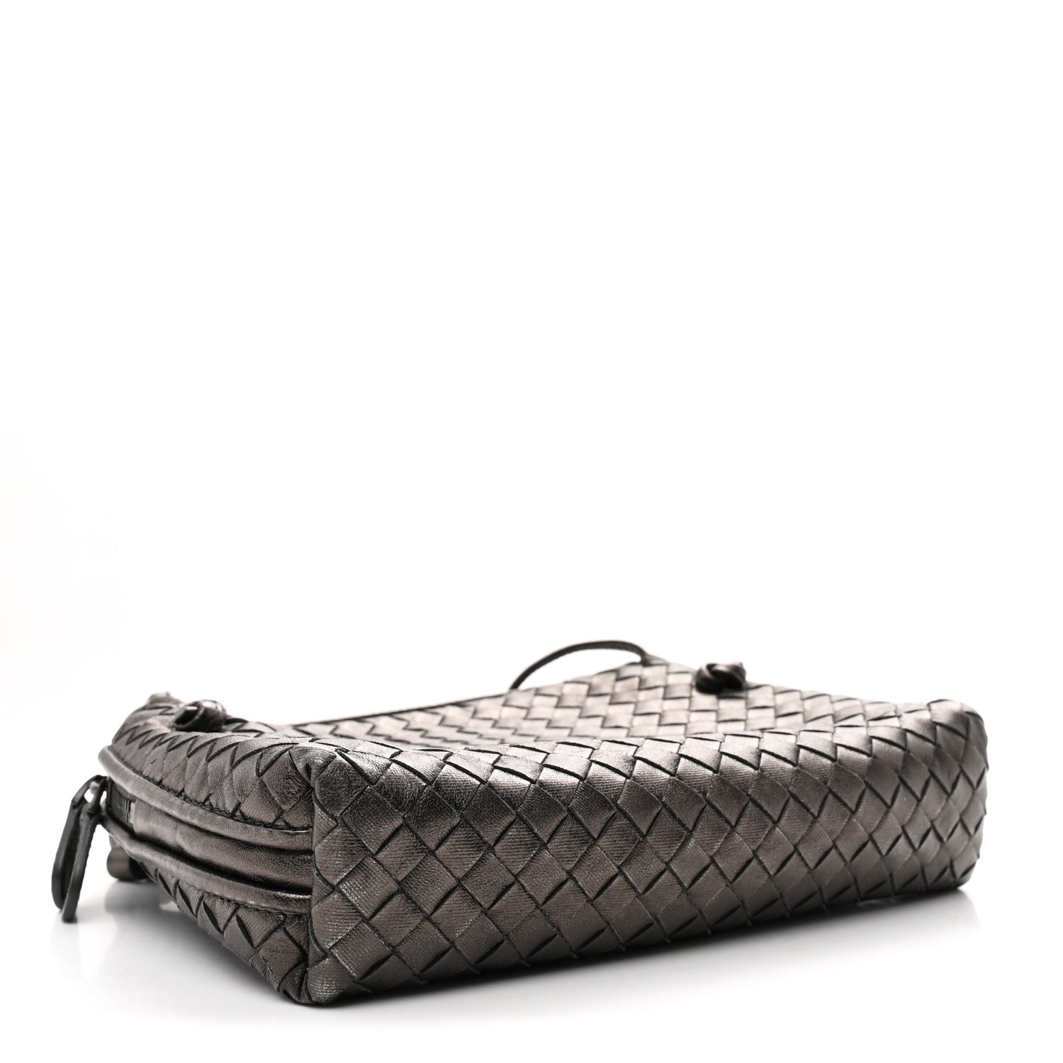 Bottega Veneta Metallic Nappa Intrecciato Nodini Crossbody Messenger Dark Grey 4 of 10