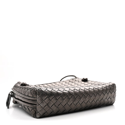 Bottega Veneta Metallic Nappa Intrecciato Nodini Crossbody Messenger Dark Grey 4 of 10