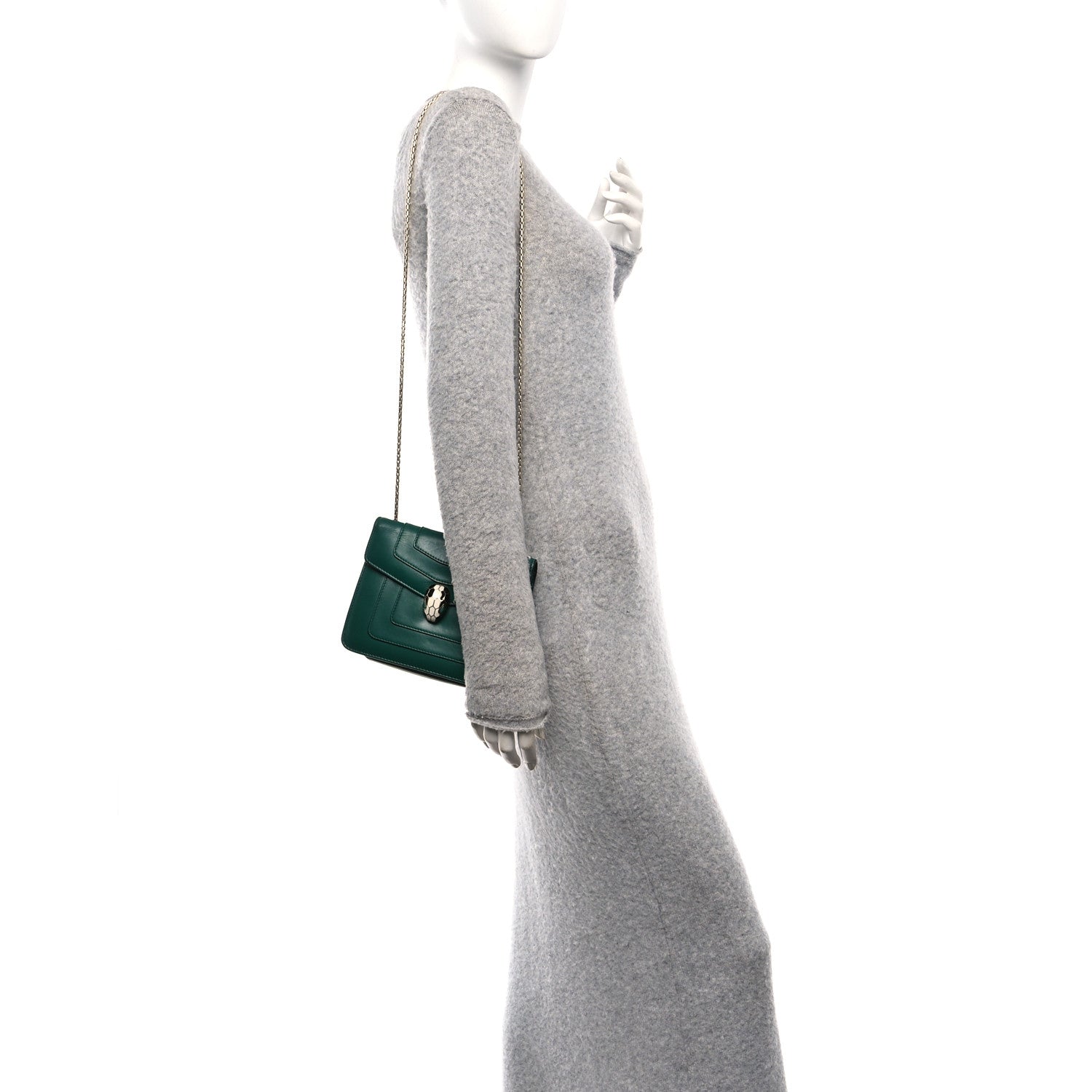 Bulgari Calfskin Small Serpenti Forever Snake Strap Crossbody Bag Emerald Green 2 of 11
