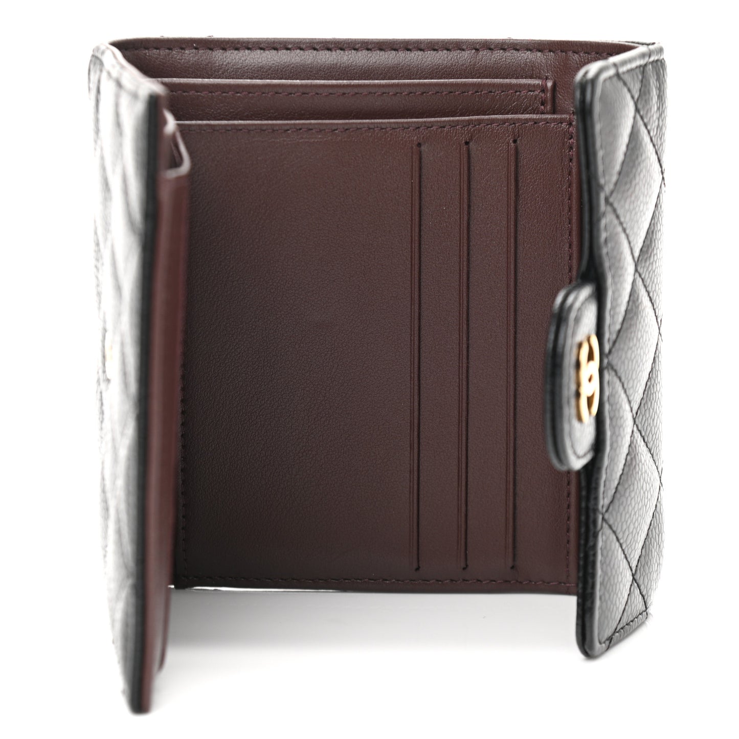 Caviar Quilted Compact Flap Wallet Black