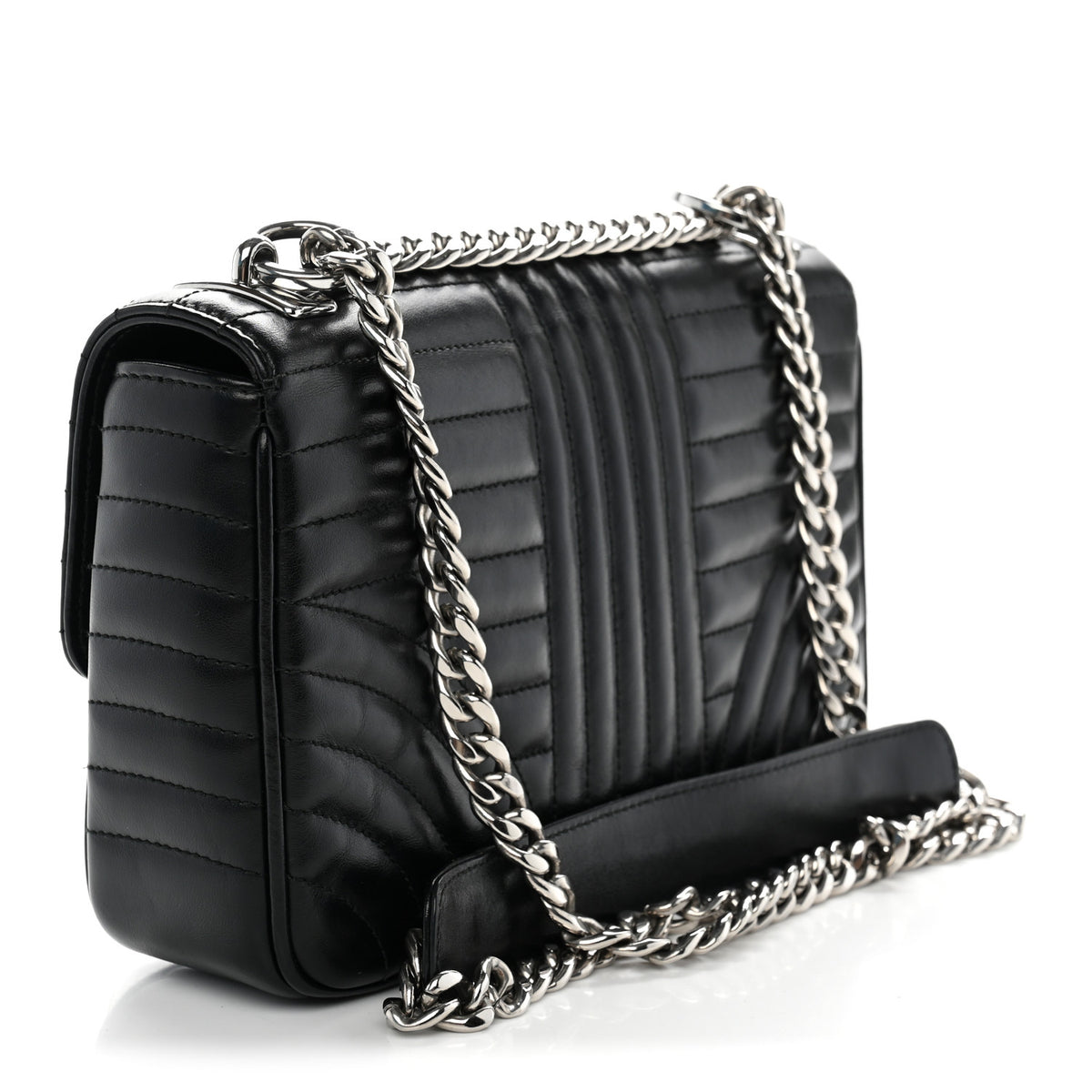 Prada Soft Calfskin Impunture Diagramme Medium Chain Flap Shoulder Bag Black 3 of 12