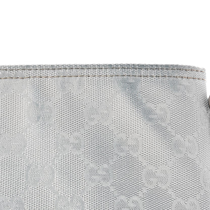 Gucci Metallic Monogram Web Small Flat Messenger Crossbody Silver 10 of 11