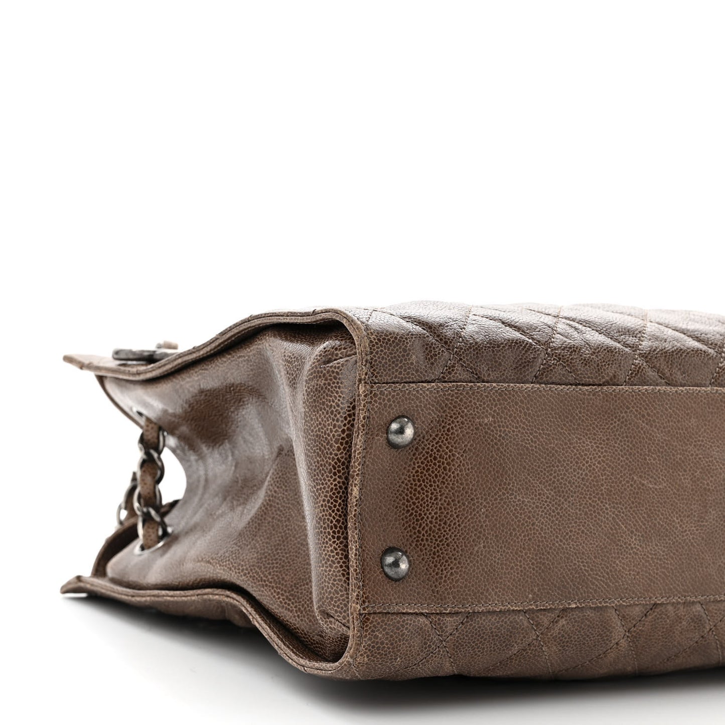 Glazed Caviar Quilted Tote Brown