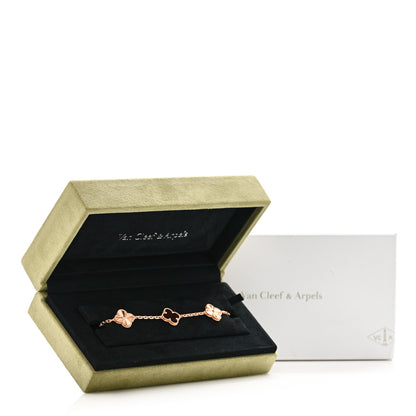 Van Cleef & Arpels 18K Rose Gold Carnelian 5 Motifs Guilloche Vintage Alhambra Bracelet 5 of 5
