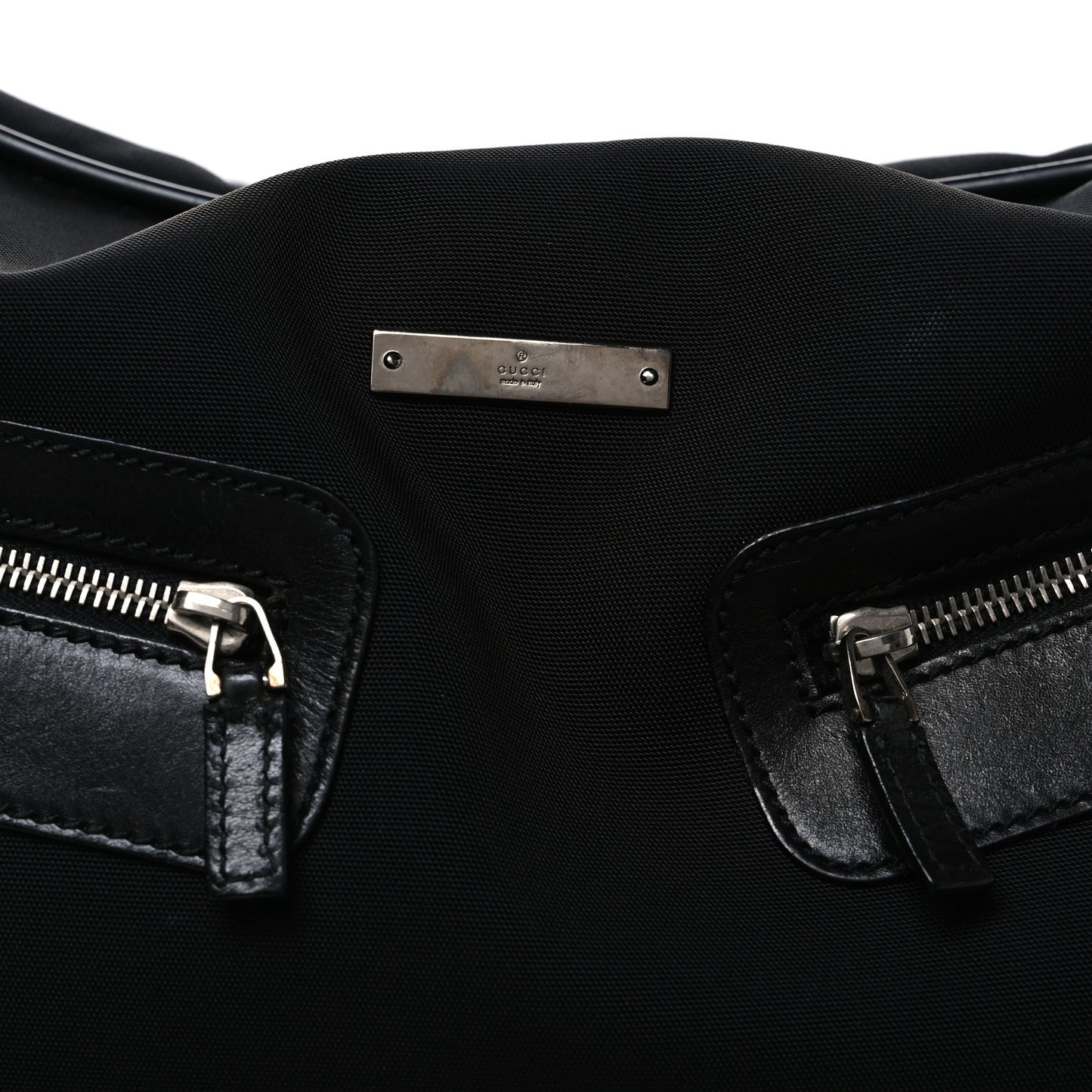 Calfskin Canvas Double Zip Large Travel Bag Black