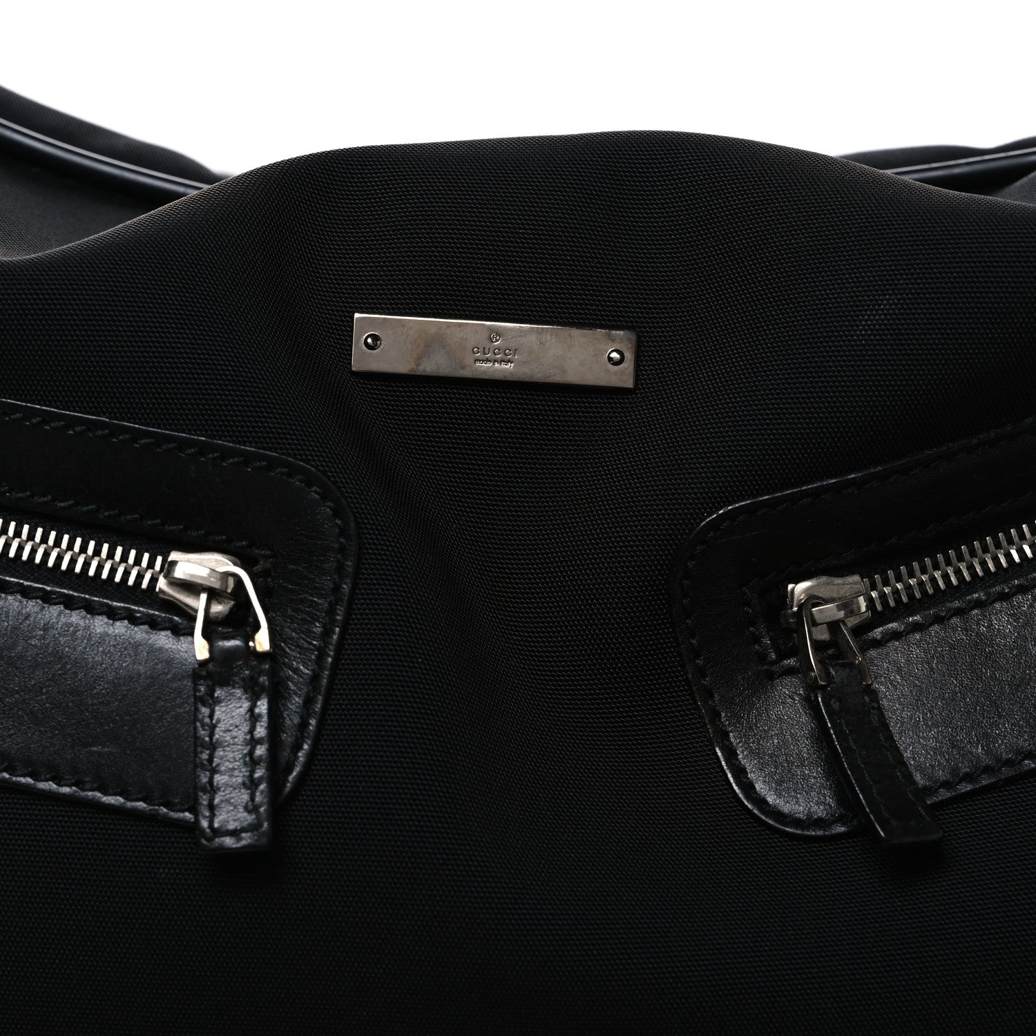 Gucci Calfskin Canvas Double Zip Large Travel Bag Black 7 of 10