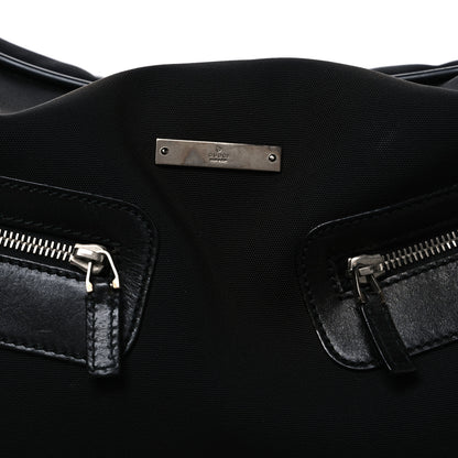 Gucci Calfskin Canvas Double Zip Large Travel Bag Black 7 of 10