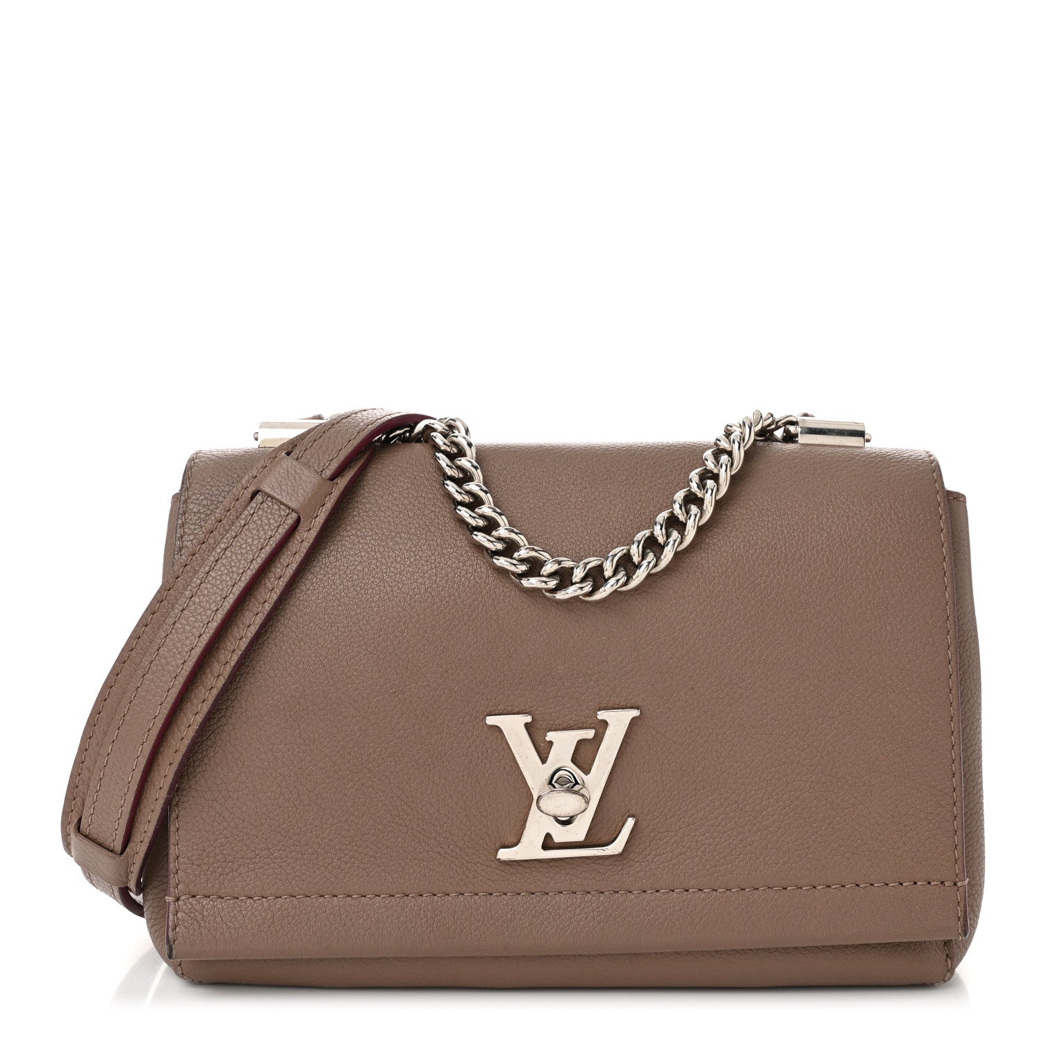Louis Vuitton Soft Calfskin Lockme II Chain Bag BB Taupe Glace 1 of 9