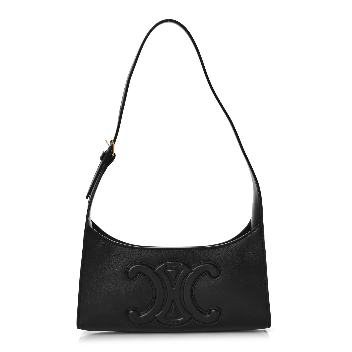 Celine Smooth Calfskin Cuir Triomphe Shoulder Bag Black 1 of 8