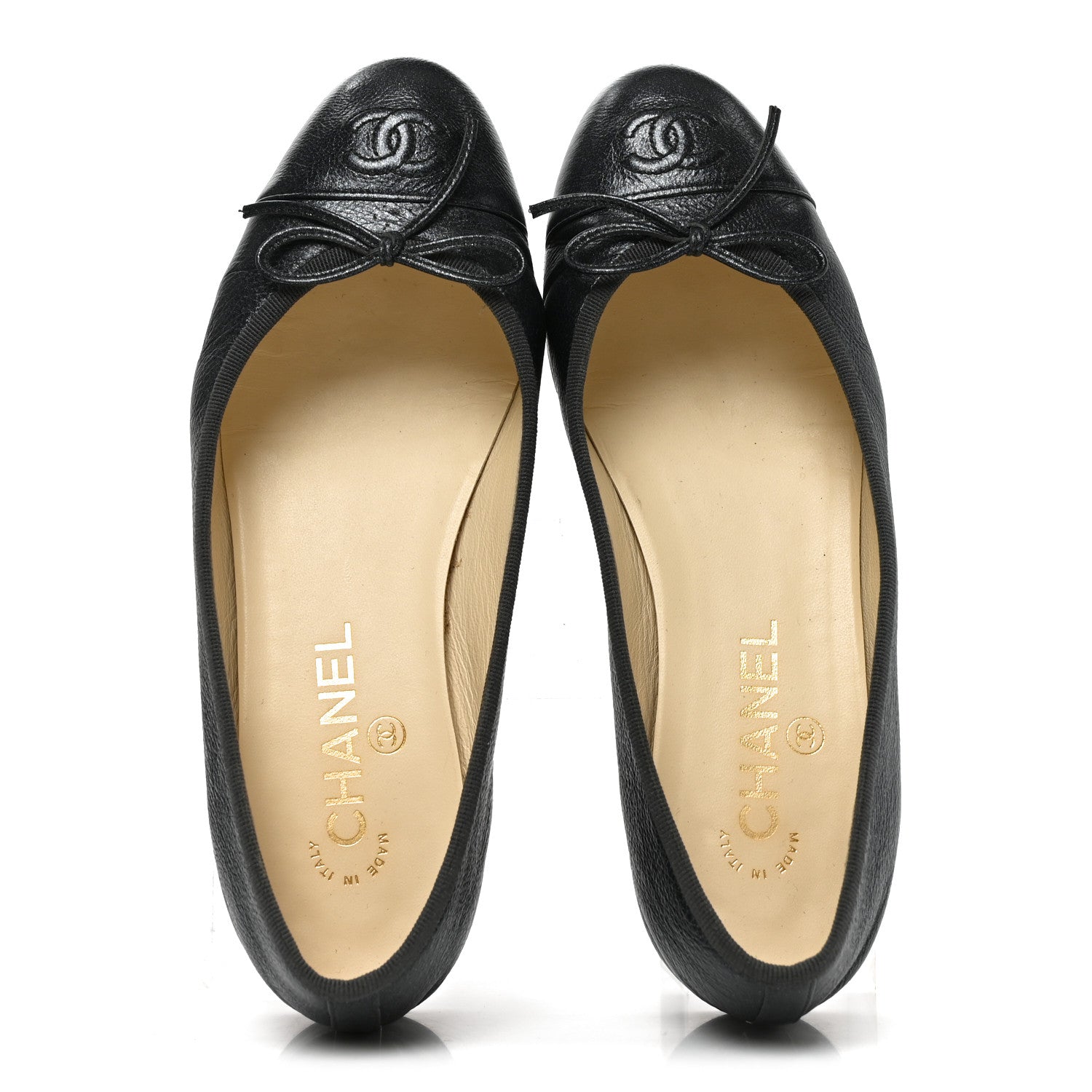 Chanel Metallic Calfskin Hologram Cap Toe Ballerina Flats 37.5 Dark Silver 2 of 9