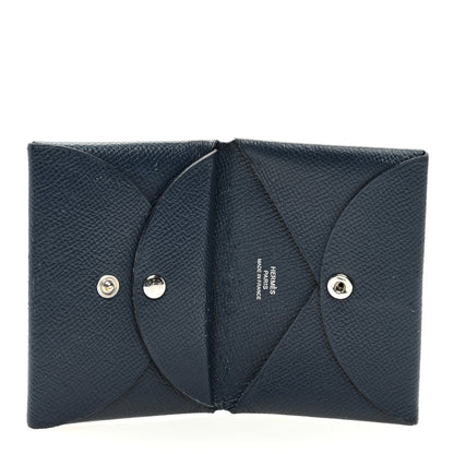 Hermes Epsom Duo Calvi Card Case Bleu Indigo 5 of 9