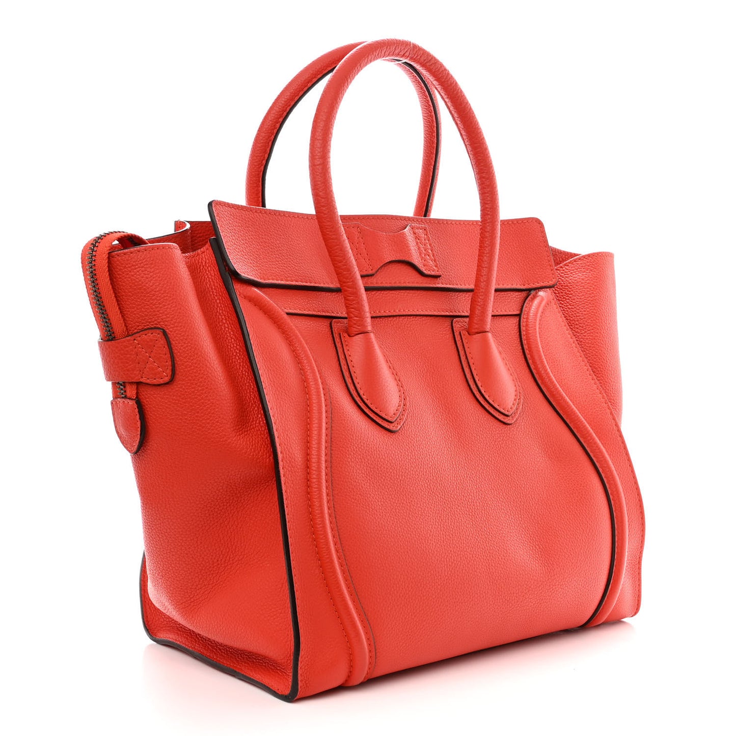 Drummed Calfskin Mini Luggage Coquelicot