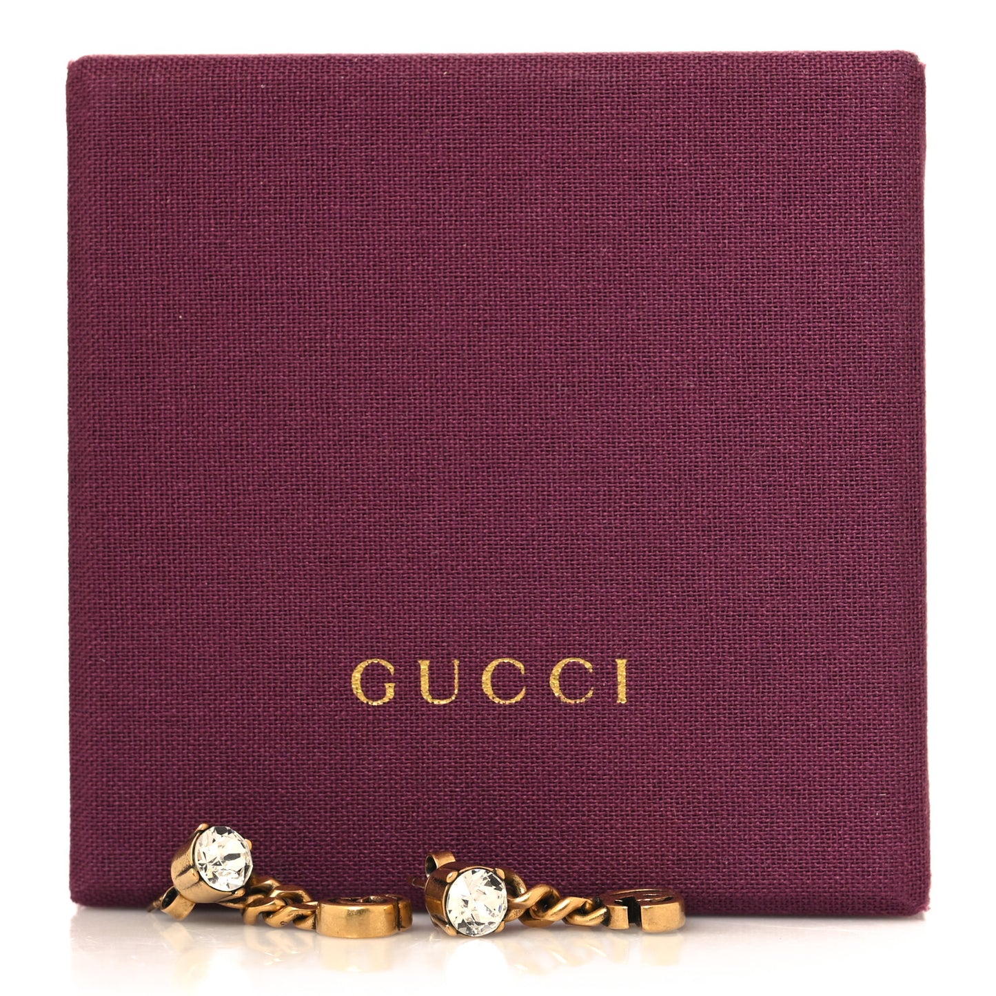 Metal Crystal Double G Chain Drop Earrings Aged Gold
