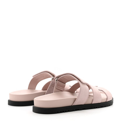 Hermes Suede Goatskin Womens Chypre Sandals 36.5 Rose Porcelaine 4 of 9