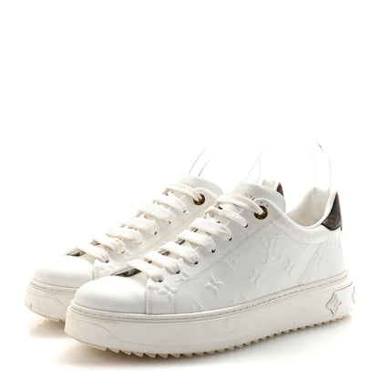 Louis Vuitton Lambskin Embossed Monogram Time Out Sneakers 40 White 4 of 9