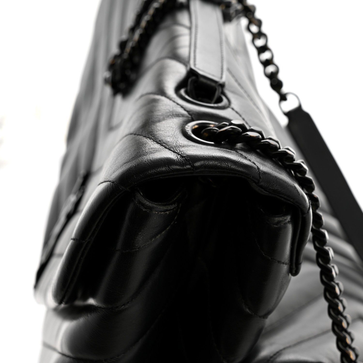 Saint Laurent Calfskin Y Quilted Monogram Large Loulou Chain Satchel Black 17 of 17