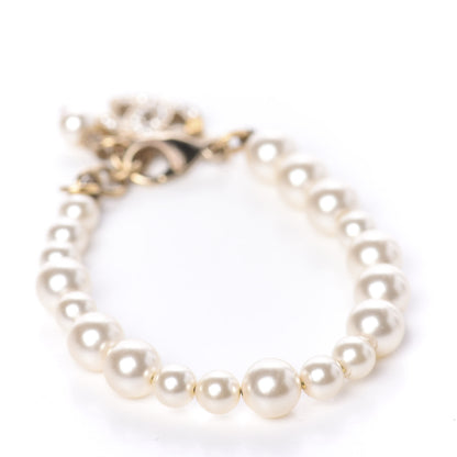 Chanel Pearl Crystal CC Bracelet Gold 3 of 5
