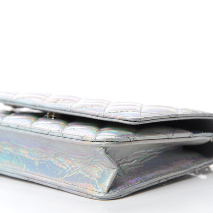 Chanel Iridescent Goatskin Quilted Wallet On Chain WOC Silver 7 of 12