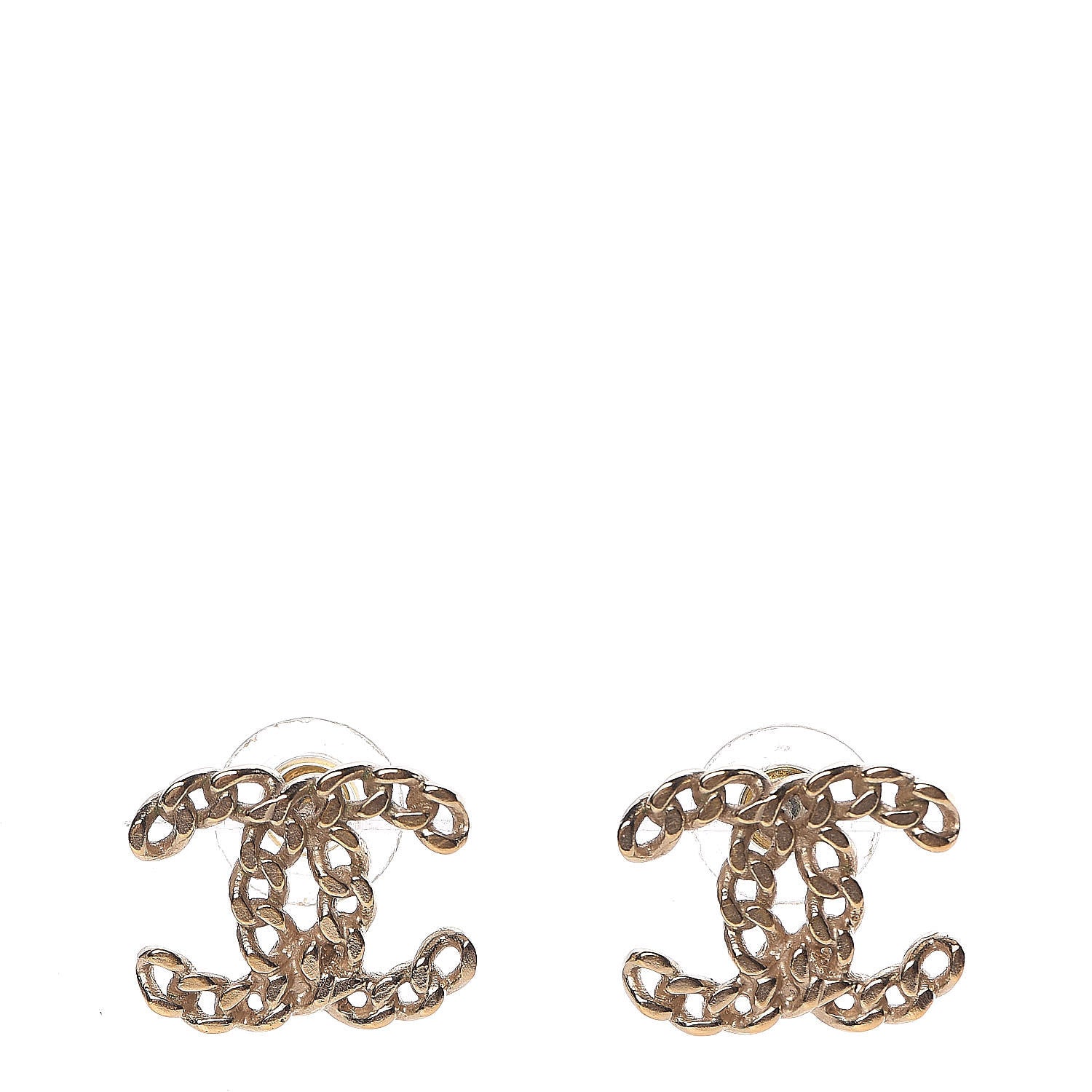 Chanel Metal Chain Link CC Earrings Gold 1 of 5