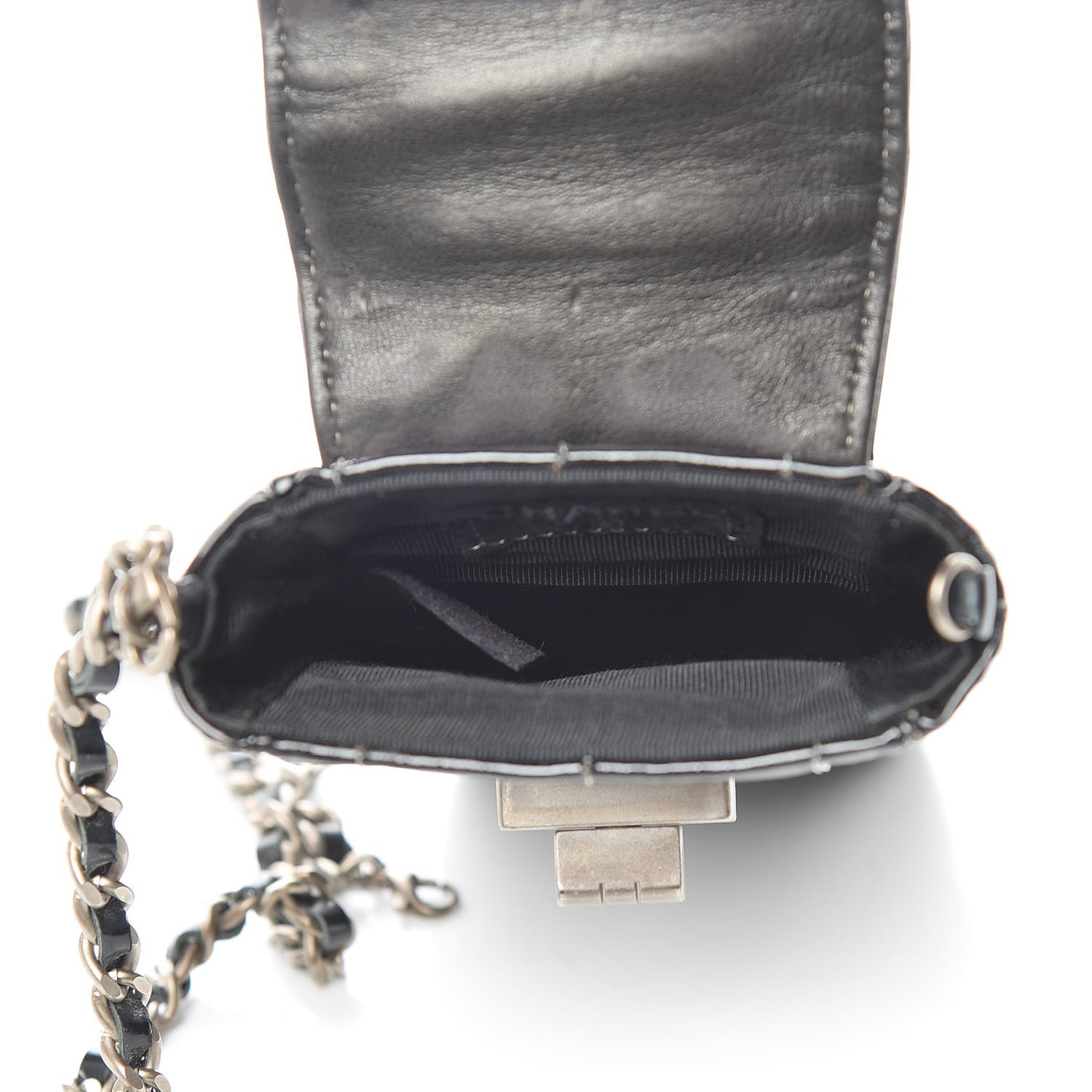 Patent Calfskin Chocolate Bar Reissue Phone Holder Black