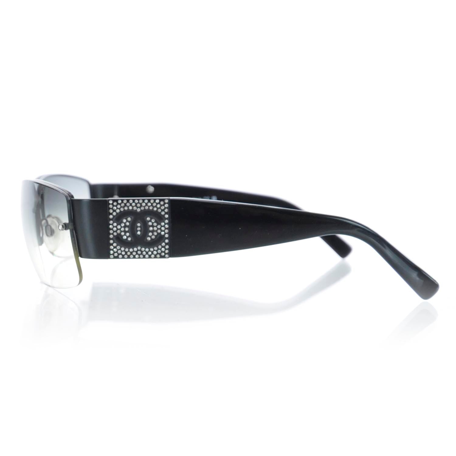 Chanel Crystal CC Logo Sunglasses 4117 B Black 3 of 7